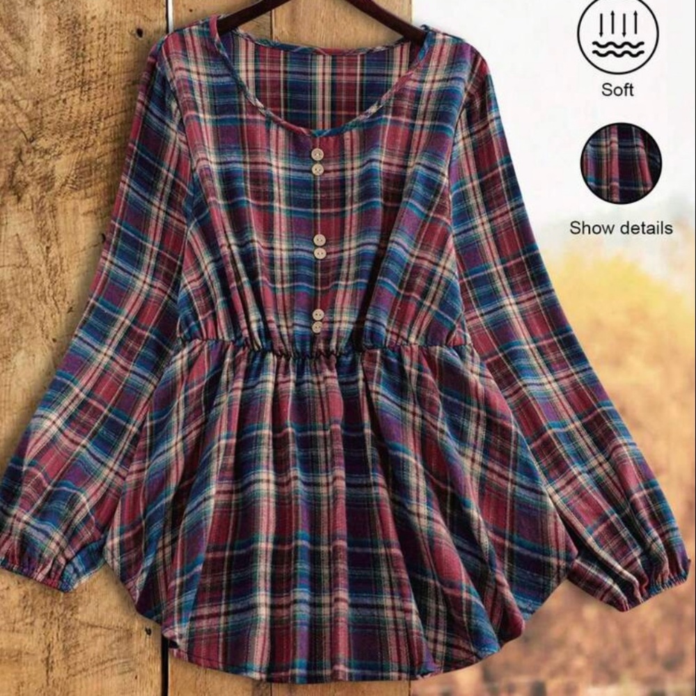 SHEIN Multicolor Plaid Blouse